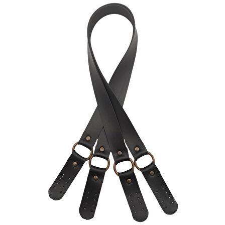 Haledört Model Suni Deri Çift Sap Siyah Renk Antik Metalli