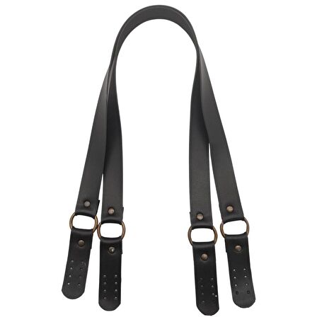 Haledört Model Suni Deri Çift Sap Siyah Renk Antik Metalli