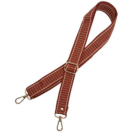 120x3 cm Polyester Kolon Çanta Sapı Taba Renk Bej Şeritli Light Gold Metalli