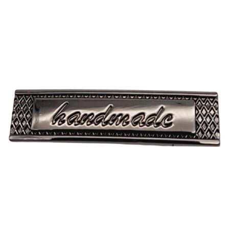 Handmade Yazılı Metal Etiket 4x1 cm Plaka Süs Füme Renk