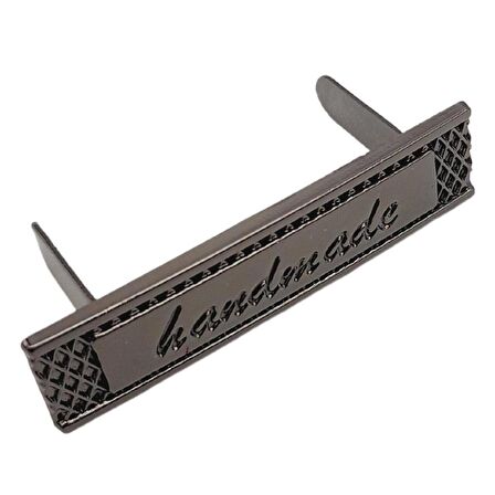 Handmade Yazılı Metal Etiket 4x1 cm Plaka Süs Füme Renk