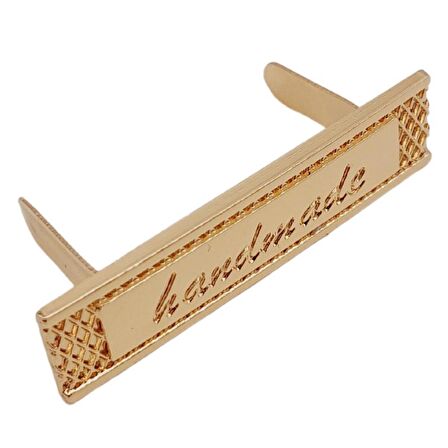 Handmade Yazılı Metal Etiket 4x1 cm Plaka Süs Light Gold Renk