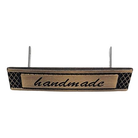 Handmade Yazılı Metal Etiket 4x1 cm Plaka Süs Antik Renk