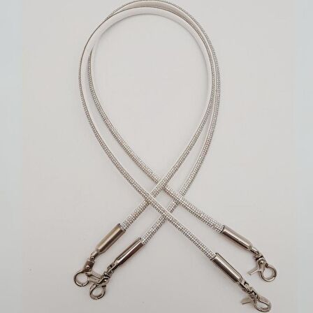 Taşlı Kancalı Kovanlı Çift Çanta Sapı Gümüş Renk