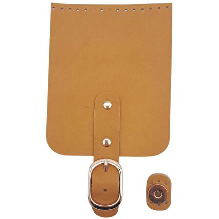 Gerçek Deri 21x12 cm Açık Taba Renk Çanta Kapağı Light Gold Metalli