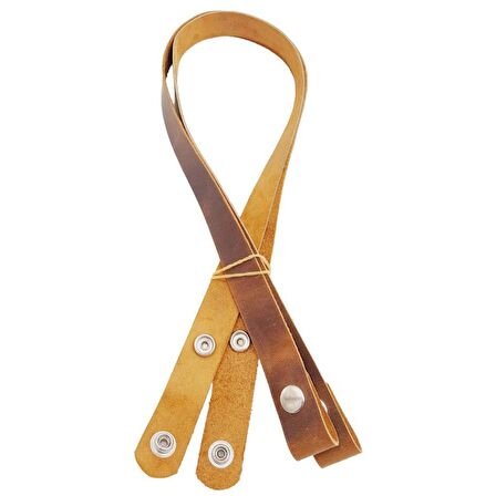 Gerçek Deri Çıtçıtlı Çanta Sapı Crazy Oil Hardal Sarı Renk Gümüş Metalli