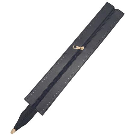 40 cm Derili Fermuar Siyah Renk Light Gold Metalli