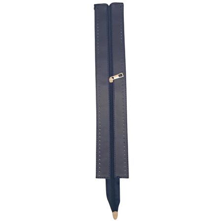 40 cm Derili Fermuar Lacivert Renk Light Gold Metalli