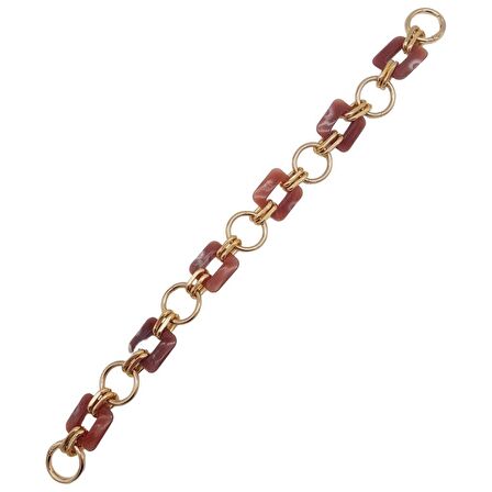 40 cm Kare Akrilik Yaylı Halkalı Çanta Zinciri Gül Kurusu Renk Light Gold Metalli