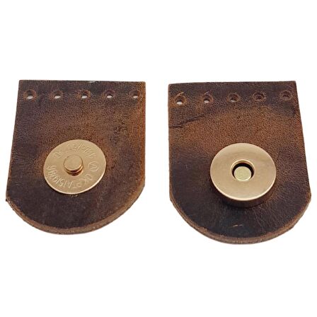 Gerçek Derili Tek Dikim Mıknatıslı Çıtçıt Crazy Oil Hardal Sarı Renk Light Gold Metalli