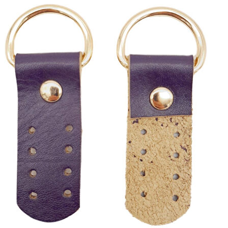 Gerçek Deri Sapucu (Böce) Mor Renk Light Gold Metalli