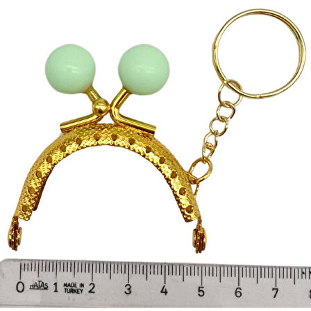 5 cm Anahtarlıklı Toplu Cüzdan Klipsi Su Yeşili Renk Gold Metal