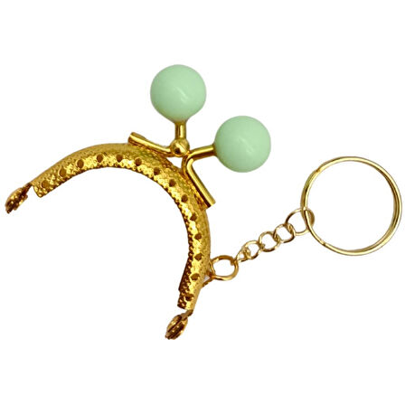 5 cm Anahtarlıklı Toplu Cüzdan Klipsi Su Yeşili Renk Gold Metal