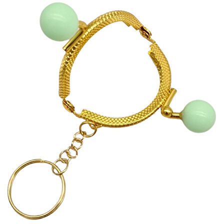 5 cm Anahtarlıklı Toplu Cüzdan Klipsi Su Yeşili Renk Gold Metal