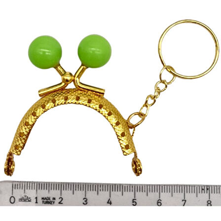 5 cm Anahtarlıklı Toplu Cüzdan Klipsi Fıstık Yeşili Renk Gold Metal