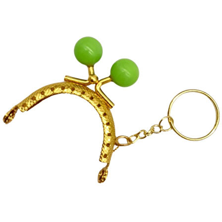 5 cm Anahtarlıklı Toplu Cüzdan Klipsi Fıstık Yeşili Renk Gold Metal