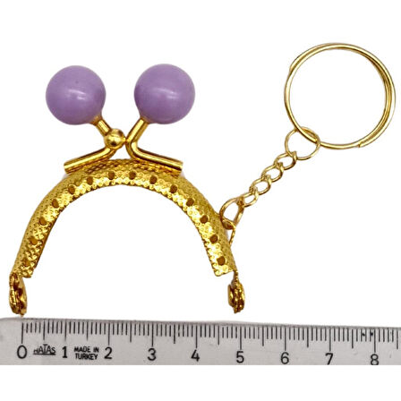 5 cm Anahtarlıklı Toplu Cüzdan Klipsi Lila Renk Gold Metal