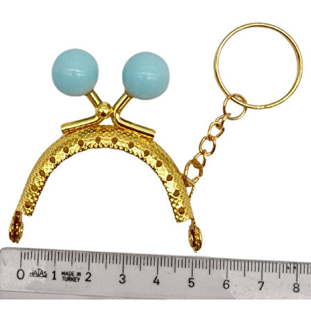 5 cm Anahtarlıklı Toplu Cüzdan Klipsi Bebe Mavi Renk Gold Metal