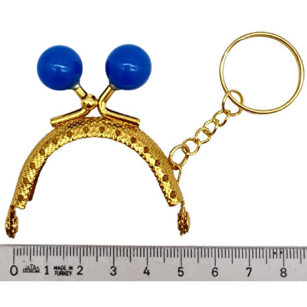 5 cm Anahtarlıklı Toplu Cüzdan Klipsi Saks Mavi Renk Gold Metal