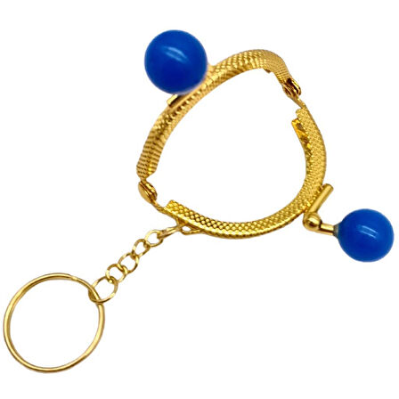 5 cm Anahtarlıklı Toplu Cüzdan Klipsi Saks Mavi Renk Gold Metal