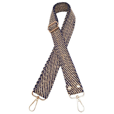 120x3 cm Jüt Kolon Çanta Sapı Lacivert Renk Light Gold Metalli