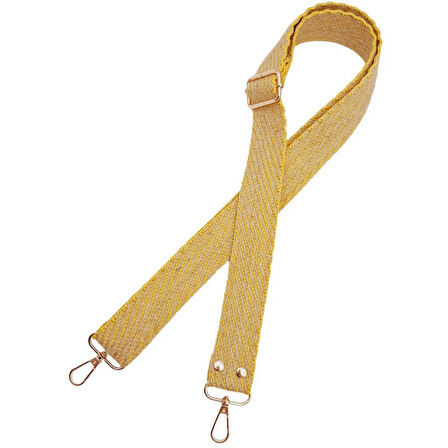 120x3 cm Jüt Kolon Çanta Sapı Sarı Renk Light Gold Metalli