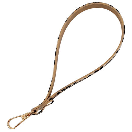 Suni Deri Elcik Leopar Desen Light Gold Metal