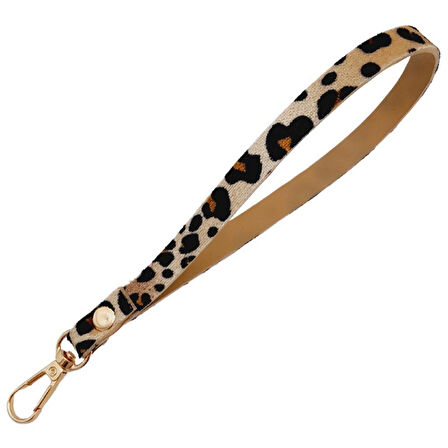 Suni Deri Elcik Leopar Desen Light Gold Metal
