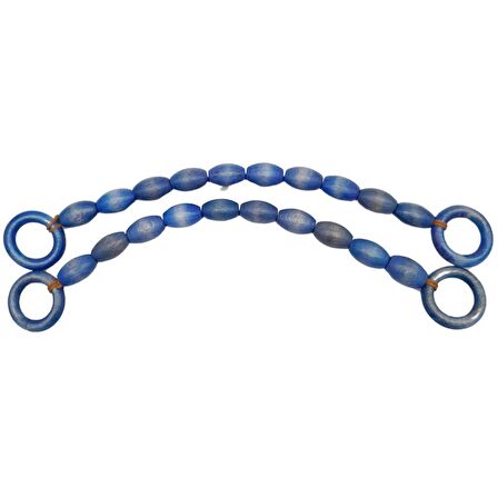 20 mm Oval Ahşap Boncuklu 40 cm Lacivert Renk Çanta Sapı