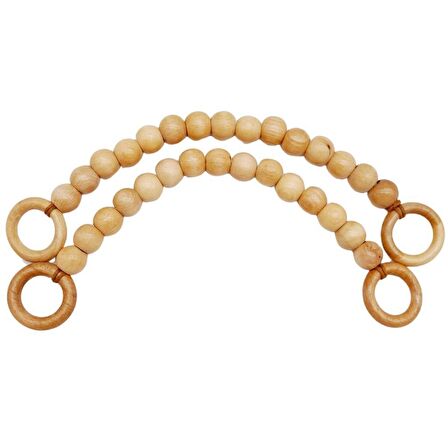 20 mm Ahşap Boncuklu 37 cm Açık Ahşap Renk Çanta Sapı