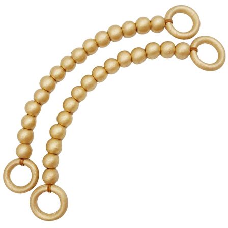20 mm Ahşap Boncuklu 37 cm Gold Renk Çanta Sapı