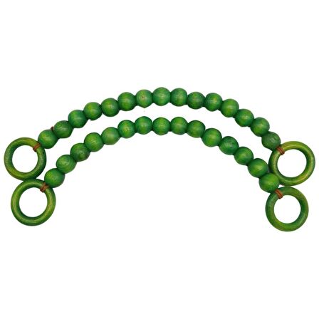 Angel Çanta Aksesuar 20 mm Ahşap Boncuklu 37 cm Yeşil Renk Çanta Sapı