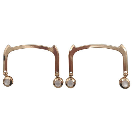 11x9 cm Light Gold Renk İncili Metal Çanta Tutma Sapı