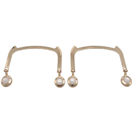 11x9 cm Light Gold Renk İncili Metal Çanta Tutma Sapı