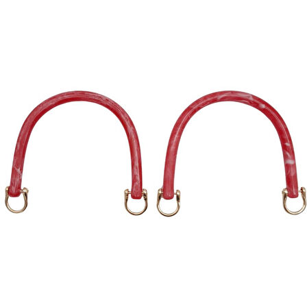 16 cm Akrilik Kırmızı Renk Çanta Tutma Sapı Light Gold Metalli