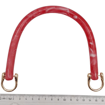 16 cm Akrilik Kırmızı Renk Çanta Tutma Sapı Light Gold Metalli