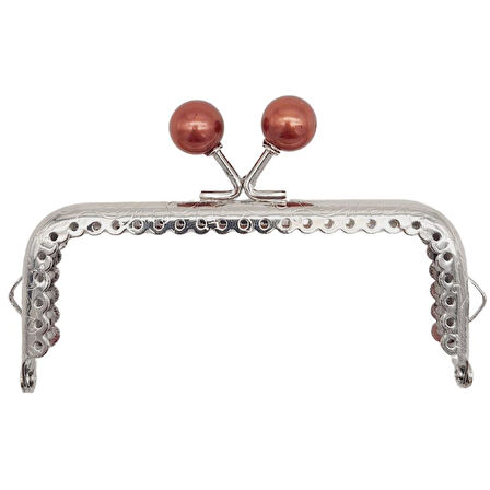 Angel Çanta Aksesuar 10.5 cm Gümüş Metal Koyu Bordo Toplu Dikdörtgen Cüzdan Klipsi Çanta Bursu Model 2