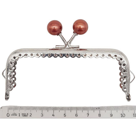 Angel Çanta Aksesuar 10.5 cm Gümüş Metal Koyu Bordo Toplu Dikdörtgen Cüzdan Klipsi Çanta Bursu Model 2