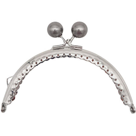 10.5 cm Gümüş Metal Gri Toplu Oval Cüzdan Klipsi Çanta Bursu Model 2