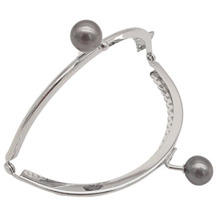 10.5 cm Gümüş Metal Gri Toplu Oval Cüzdan Klipsi Çanta Bursu Model 2