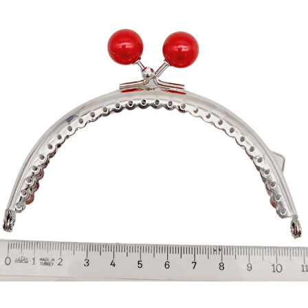 10.5 cm Gümüş Metal Bordo Toplu Oval Cüzdan Klipsi Çanta Bursu Model 2