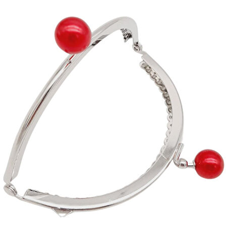 10.5 cm Gümüş Metal Bordo Toplu Oval Cüzdan Klipsi Çanta Bursu Model 2