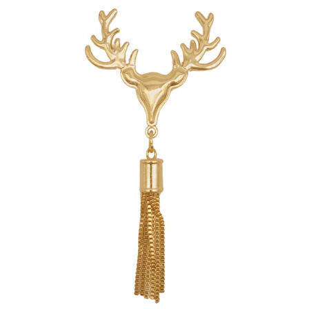 Light Gold Renk Püsküllü Geyik Model Çanta Süsü