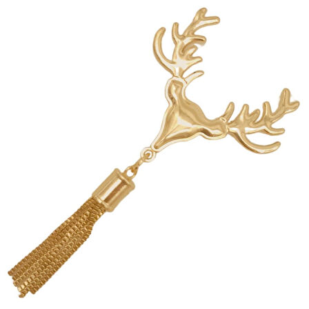 Light Gold Renk Püsküllü Geyik Model Çanta Süsü