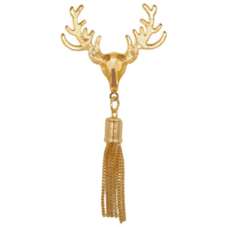 Light Gold Renk Püsküllü Geyik Model Çanta Süsü