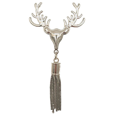 Gümüş Renk Püsküllü Geyik Model Çanta Süsü