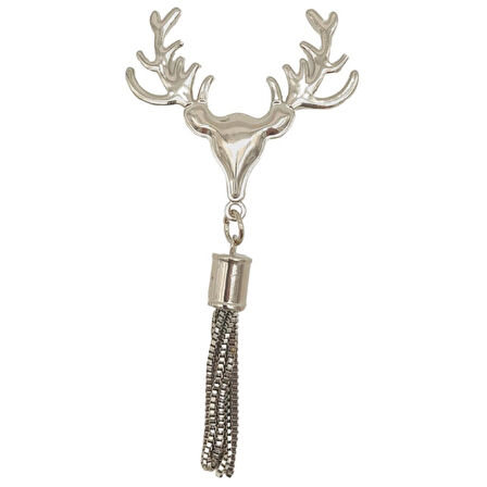 Gümüş Renk Püsküllü Geyik Model Çanta Süsü