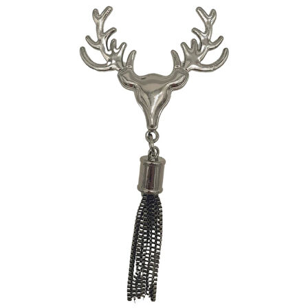 Füme Renk Püsküllü Geyik Model Çanta Süsü