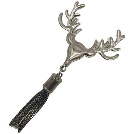 Füme Renk Püsküllü Geyik Model Çanta Süsü