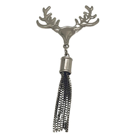 Füme Renk Püsküllü Geyik Model Çanta Süsü